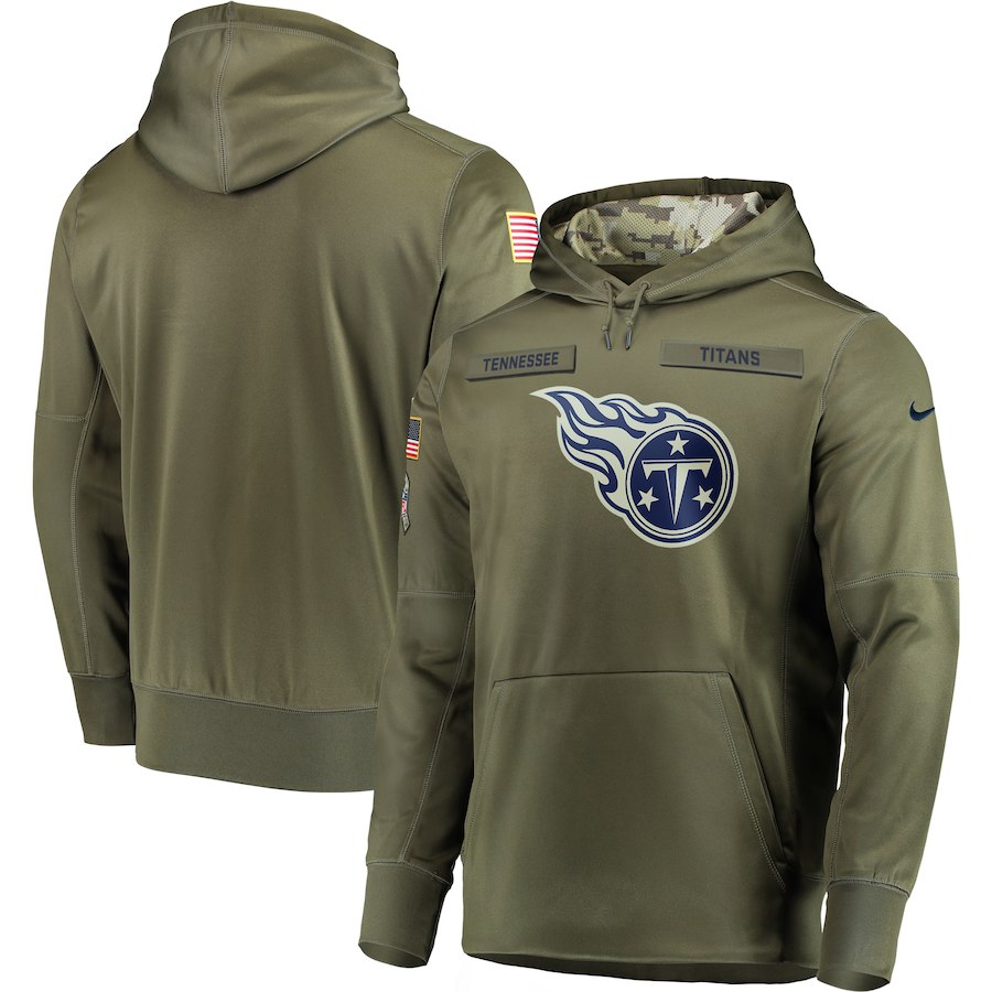 Men Tennessee Titans Nike Olive Salute To Service KO Performance Hoodie Green->minnesota vikings->NFL Jersey